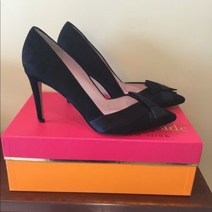 Kate Spade Perry Black Suede and Satin Heels